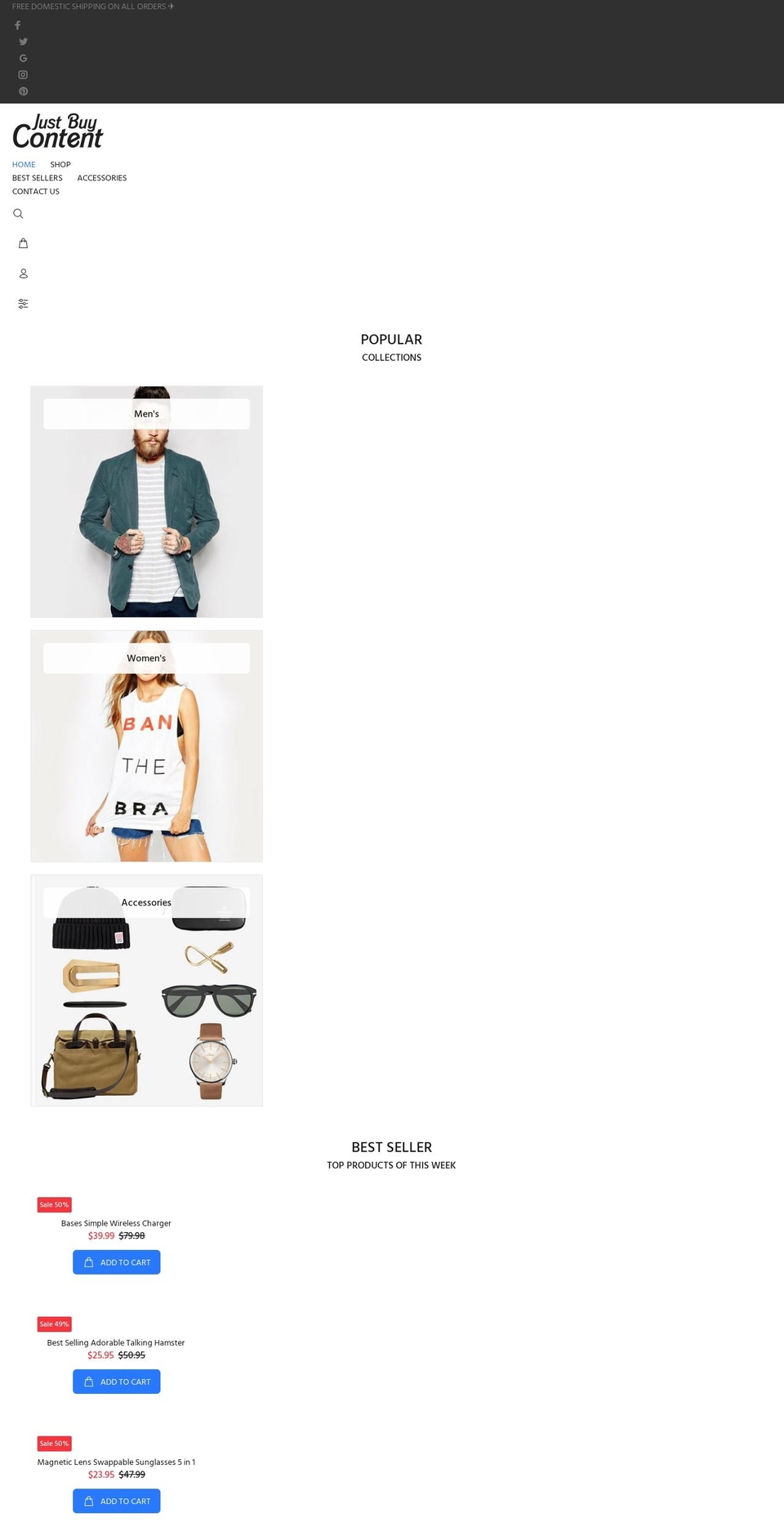 justbuycontent.com shopify website screenshot