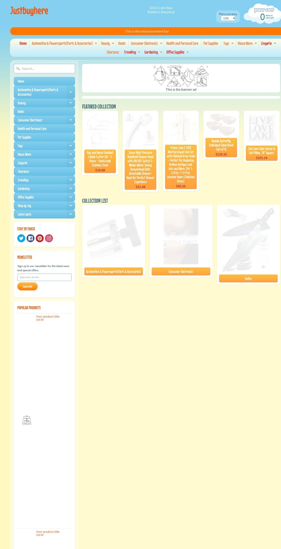 justbuyhere.com — Shopify storefront screenshot