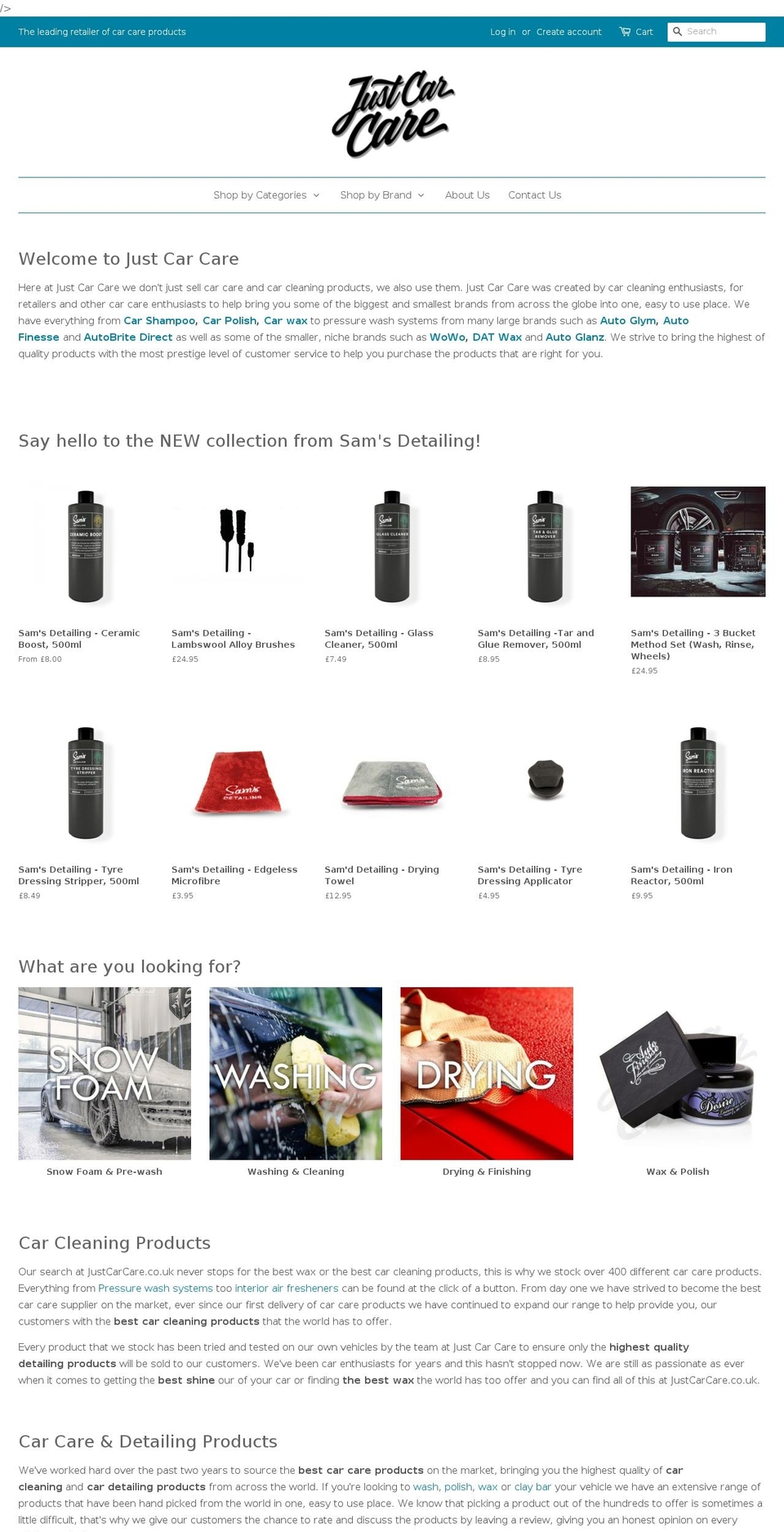 justcarcare.com — Shopify storefront screenshot