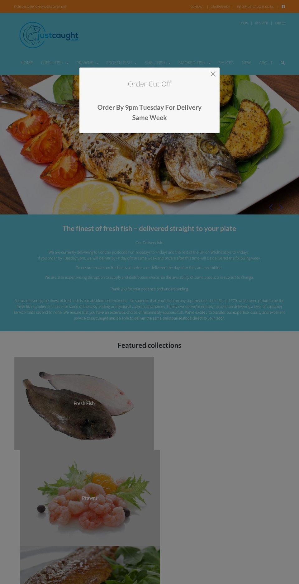 justcaught.co.uk shopify website screenshot