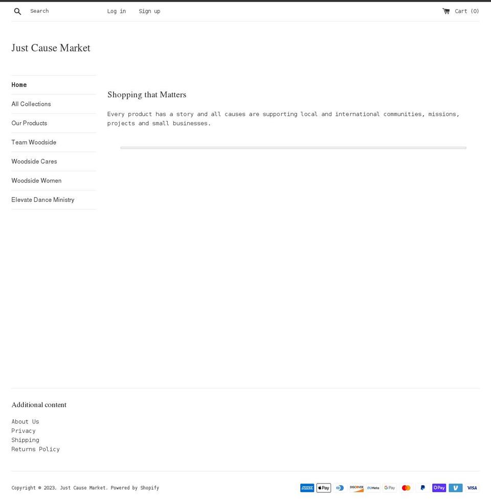 justcausemarket.com shopify website screenshot