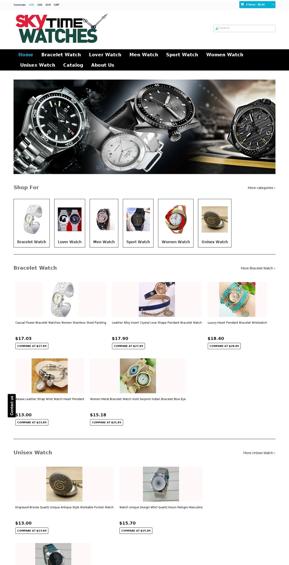 extreme-theme-updated Shopify theme site example justcheapwatches.com