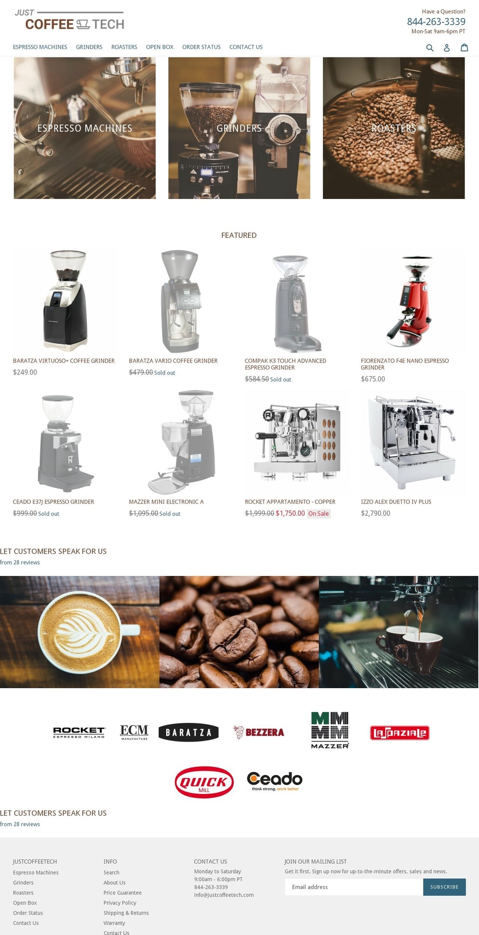 justcoffeetech.com shopify website screenshot