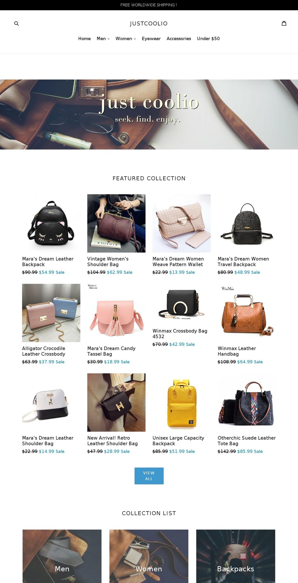 justcoolio.com — Shopify storefront screenshot