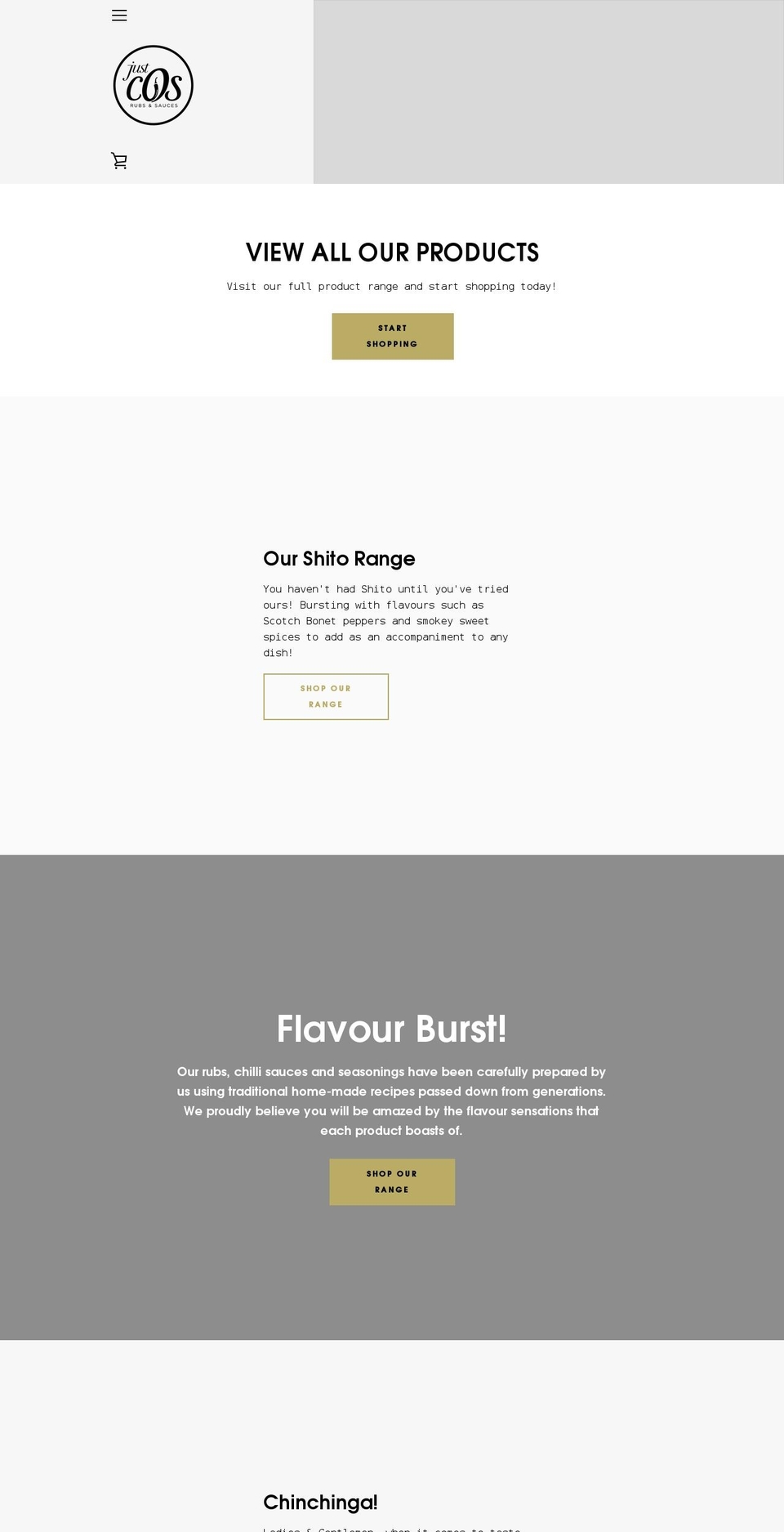 justcosrubsandsauces.co.uk shopify website screenshot