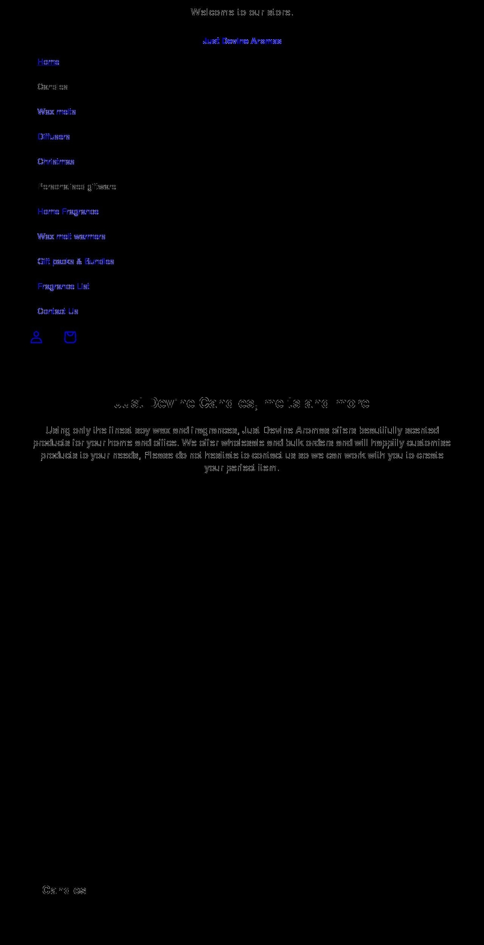 justdevinearomas.com.au shopify website screenshot