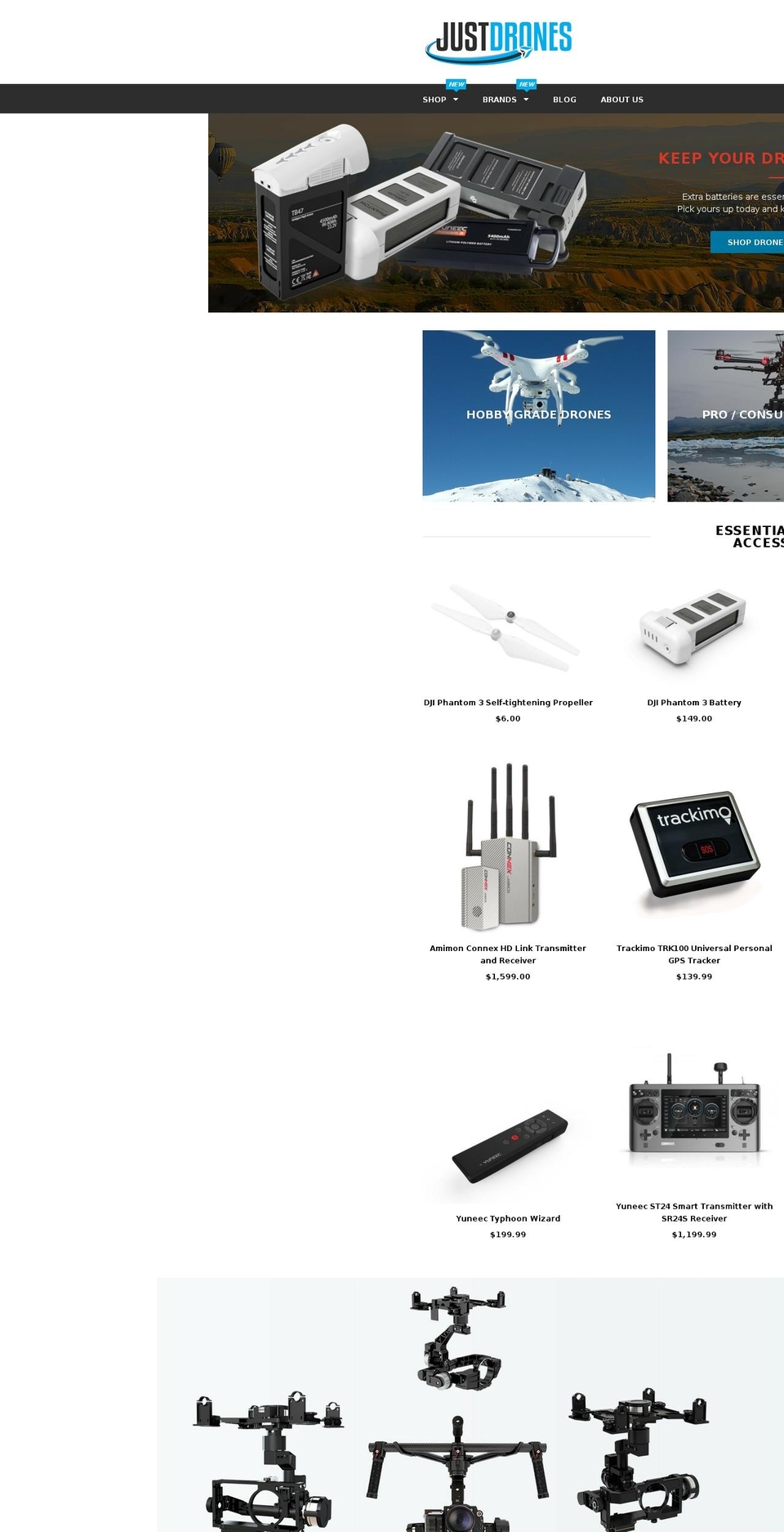 justdrones.com shopify website screenshot