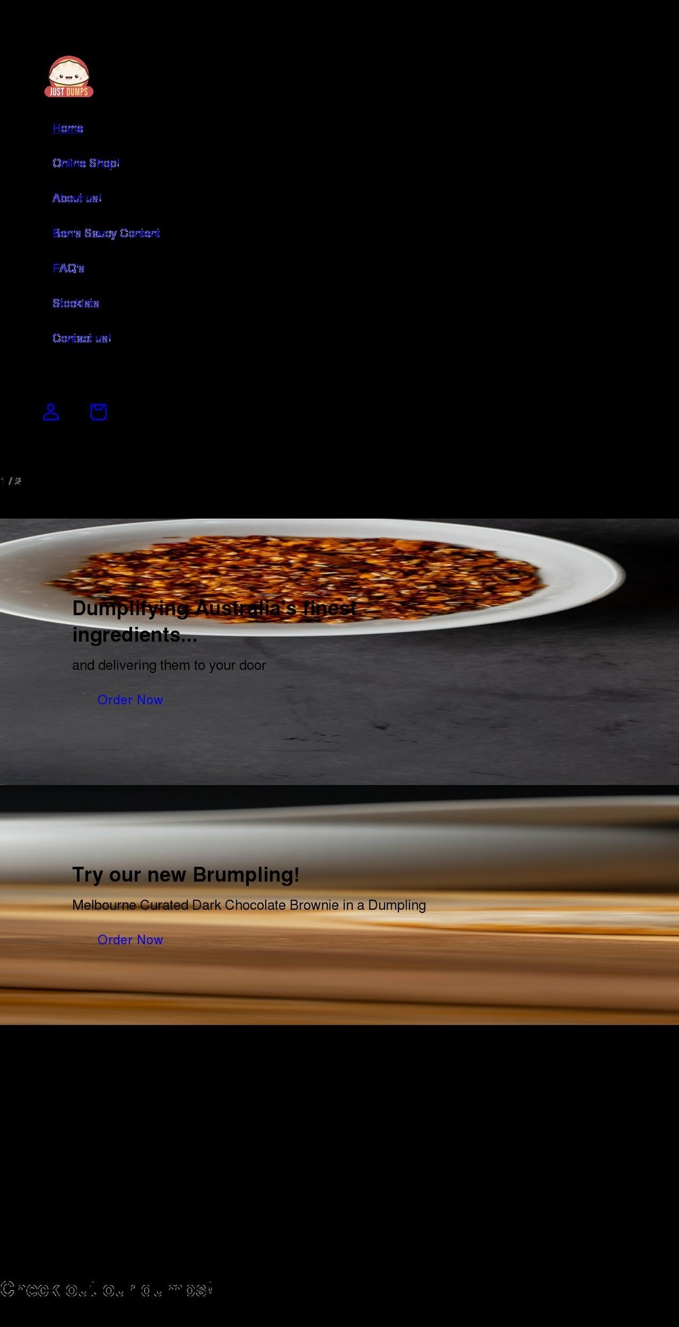 justdumps.com shopify website screenshot