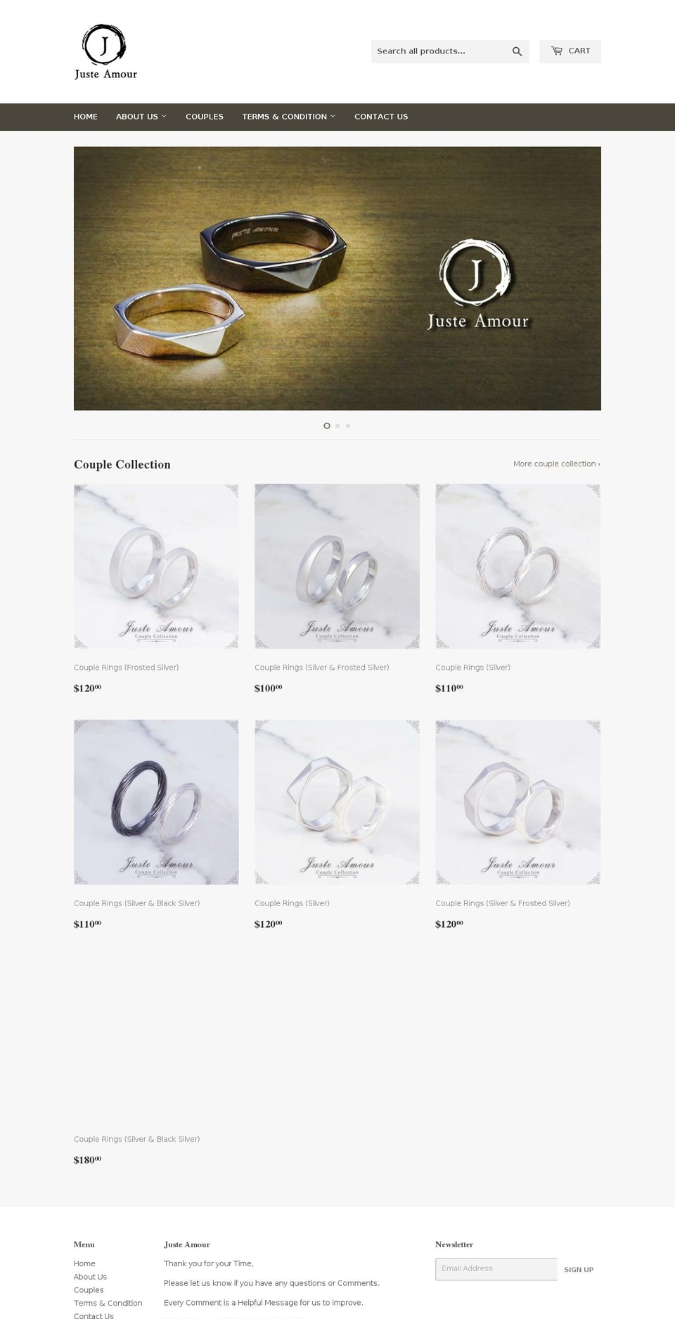 justeamour.com — Shopify storefront screenshot
