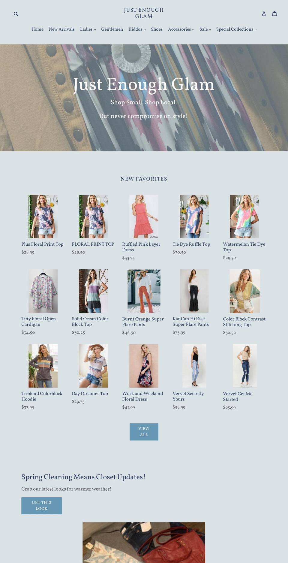 justenoughglam.com — Shopify storefront screenshot