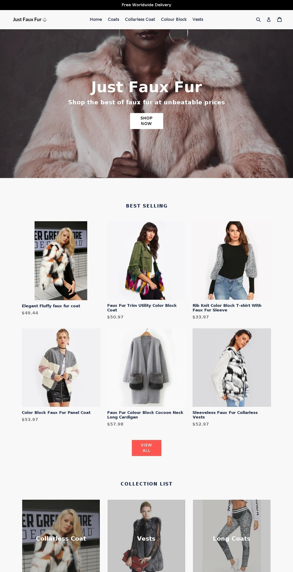 justfauxfur.com — Shopify storefront screenshot