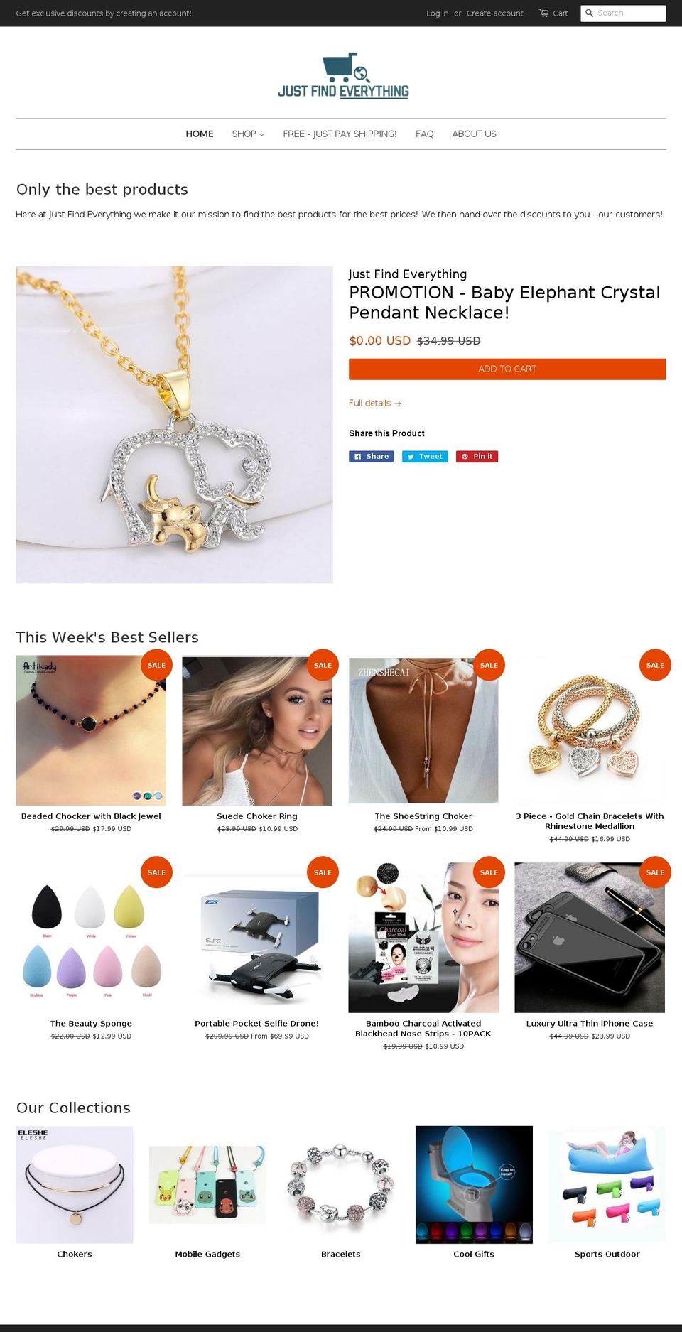 justfindeverything.com — Shopify storefront screenshot
