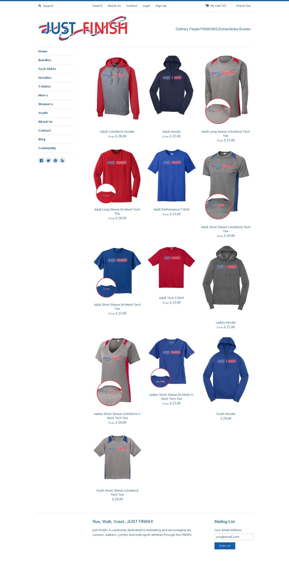 justfinish.org shopify website screenshot