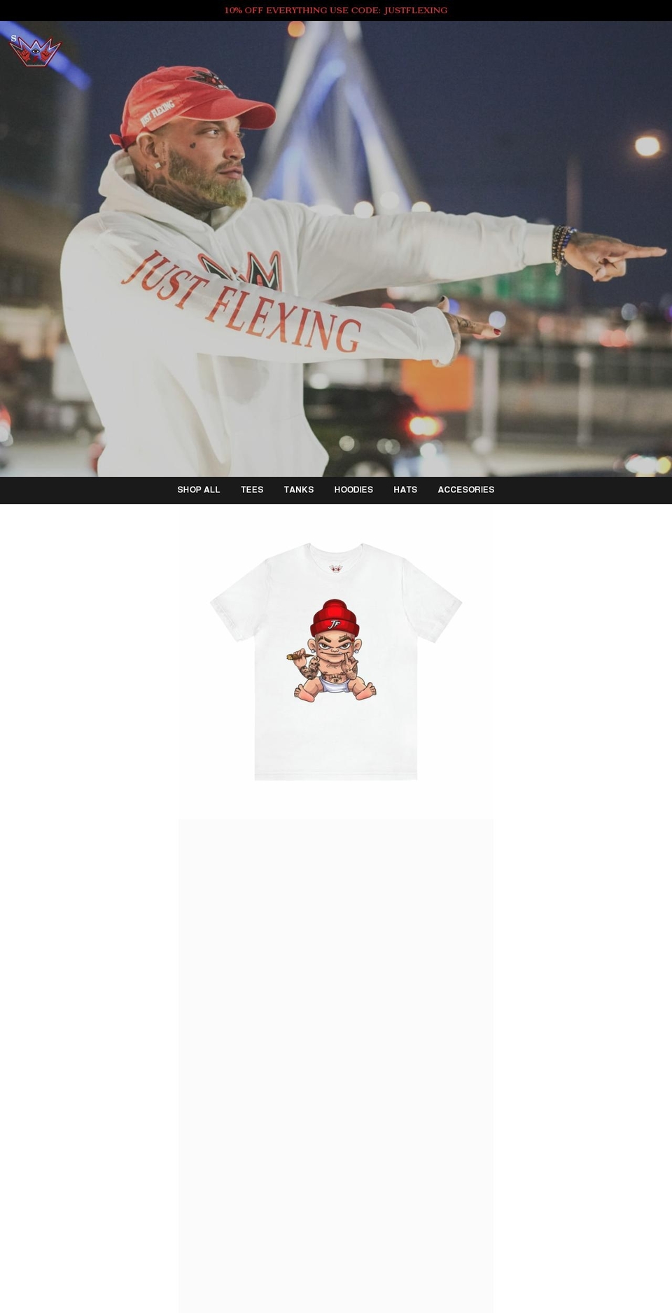 justflexing.com shopify website screenshot