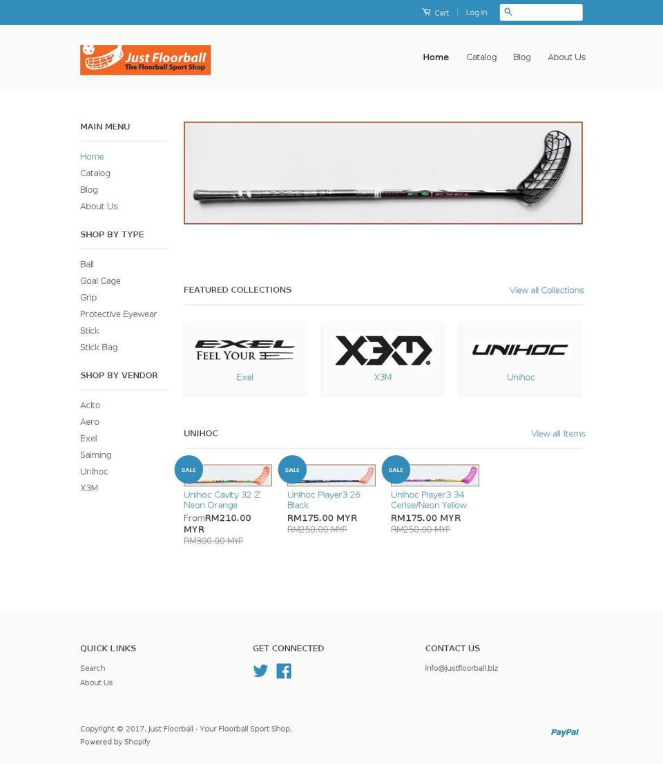 justfloorball.biz shopify website screenshot