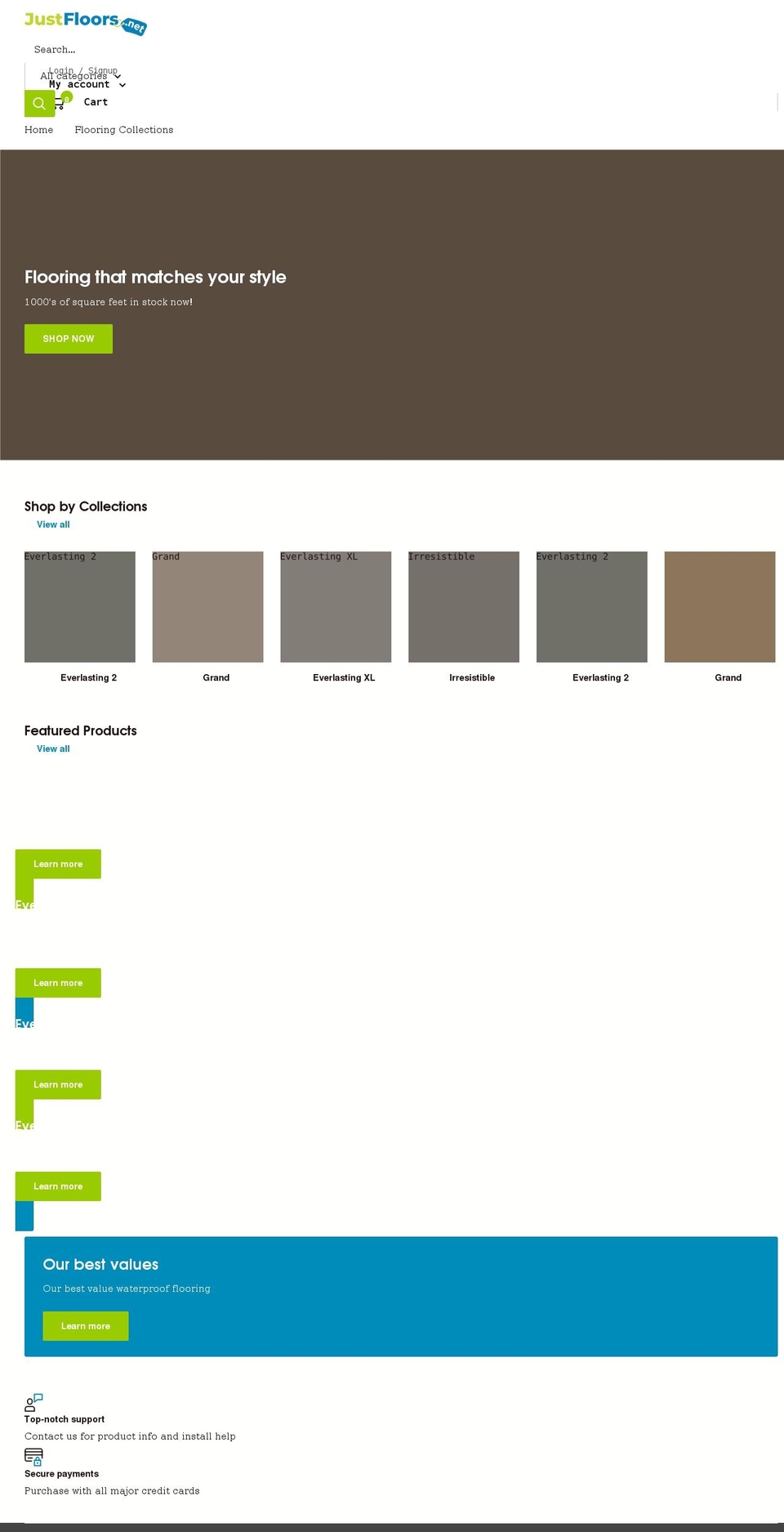 justfloors.net shopify website screenshot