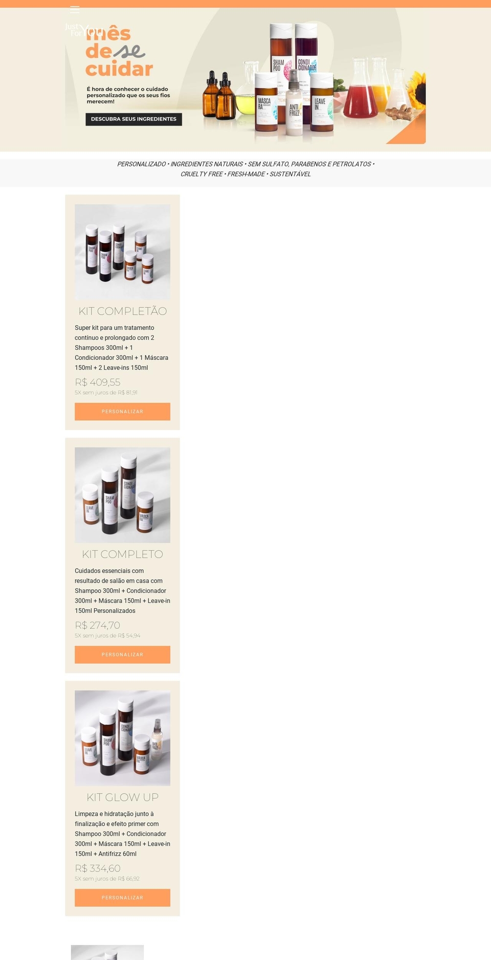 justfor.com.br shopify website screenshot