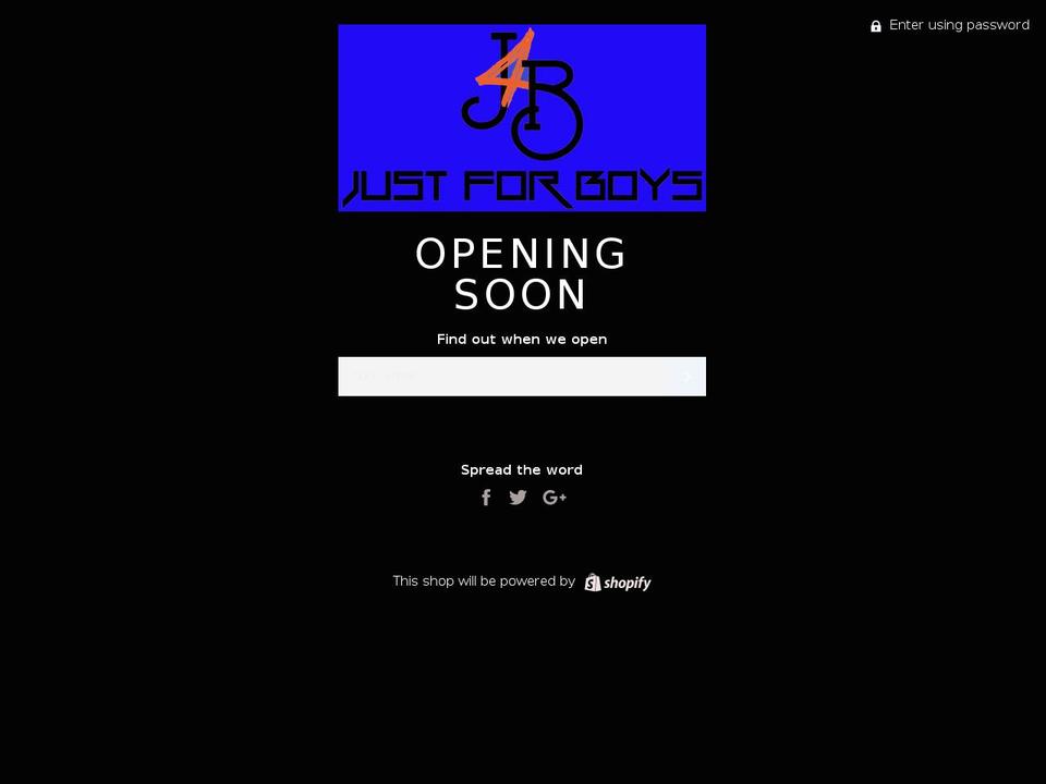 justforboys.biz shopify website screenshot