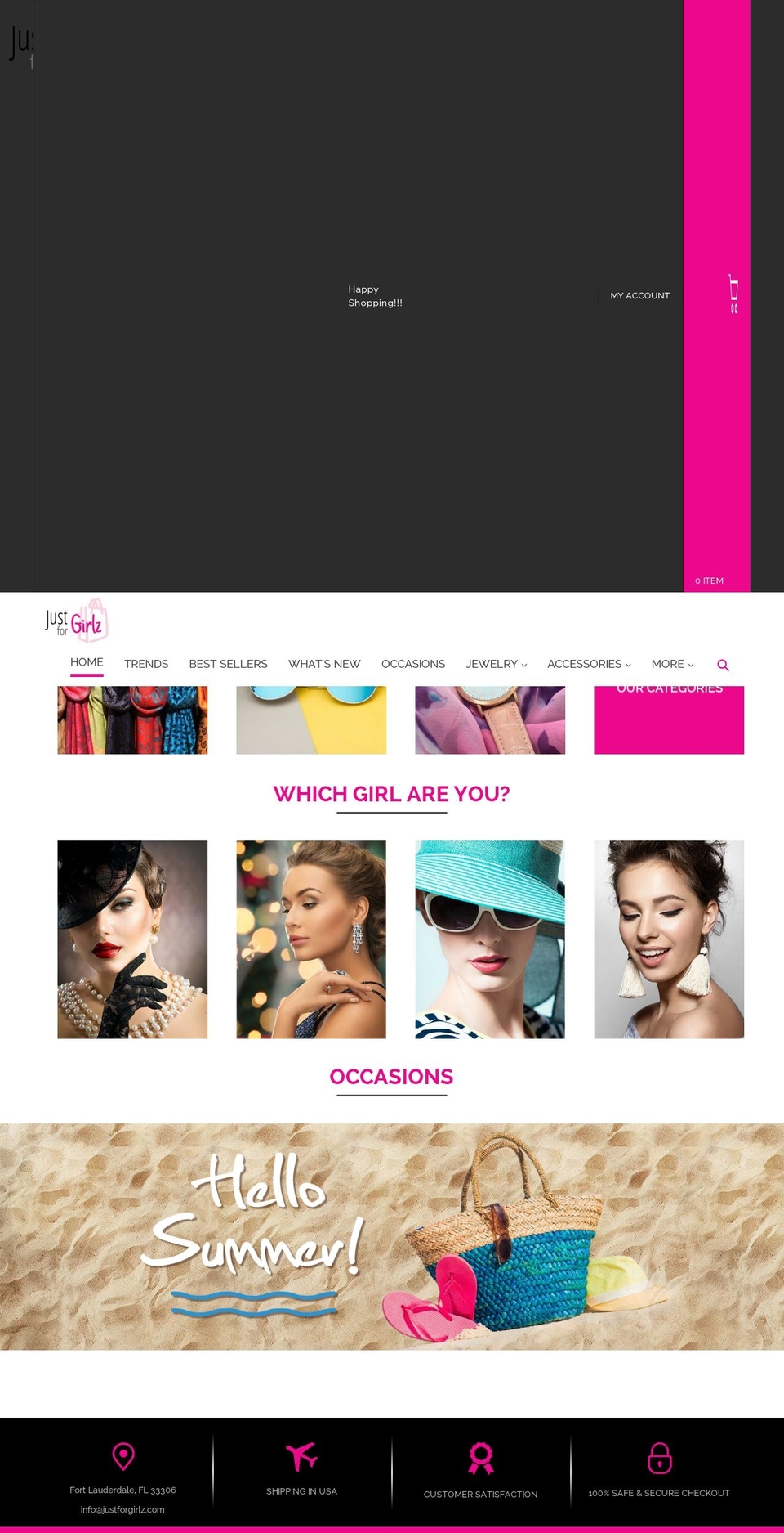 justforgirlz.com — Shopify storefront screenshot
