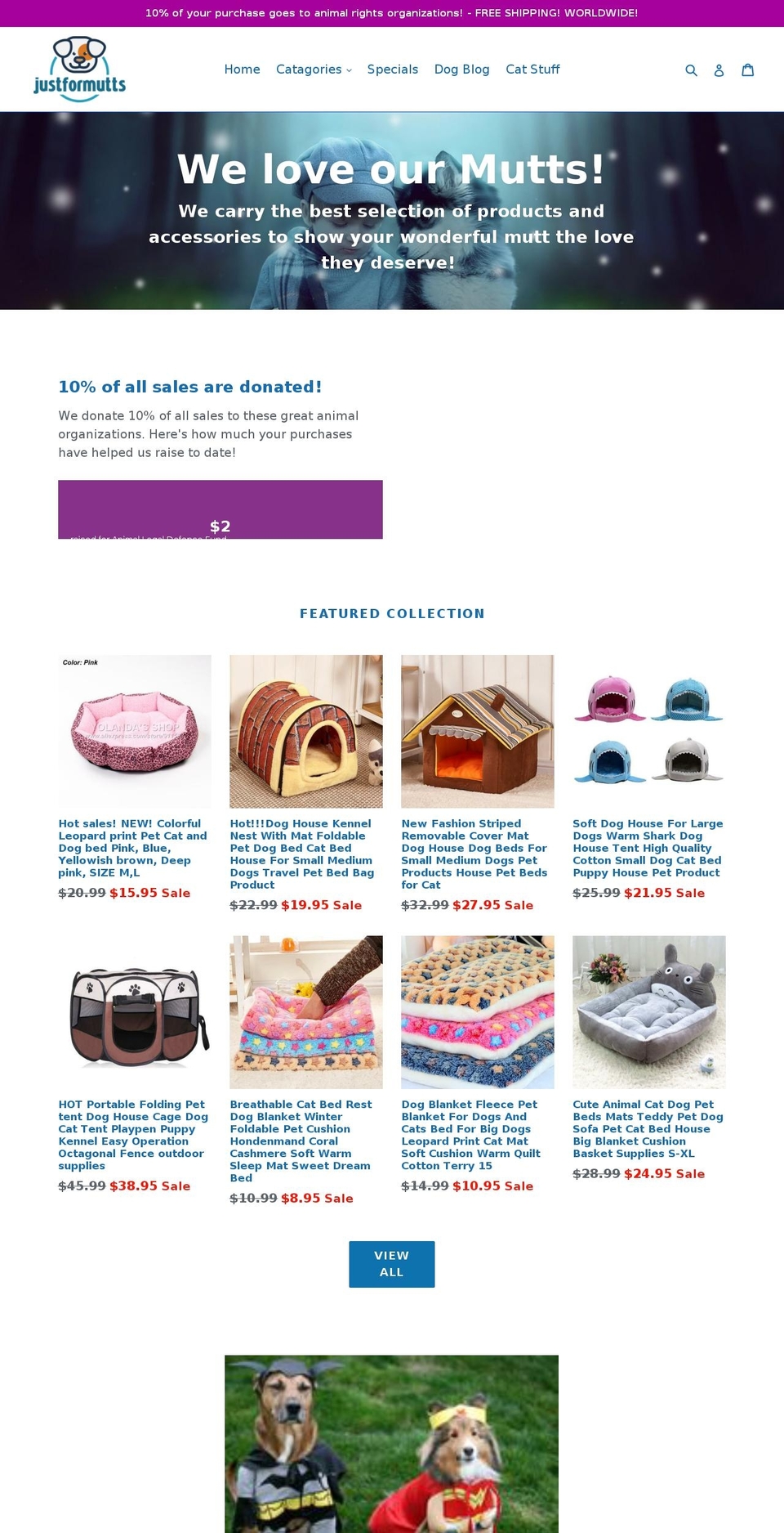 justformutts.com — Shopify storefront screenshot
