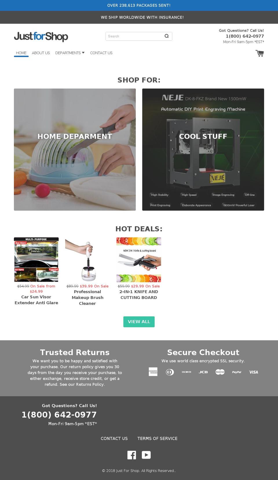 justforshop.com — Shopify storefront screenshot