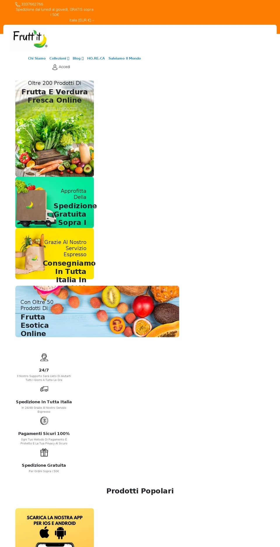 justfruit.it shopify website screenshot