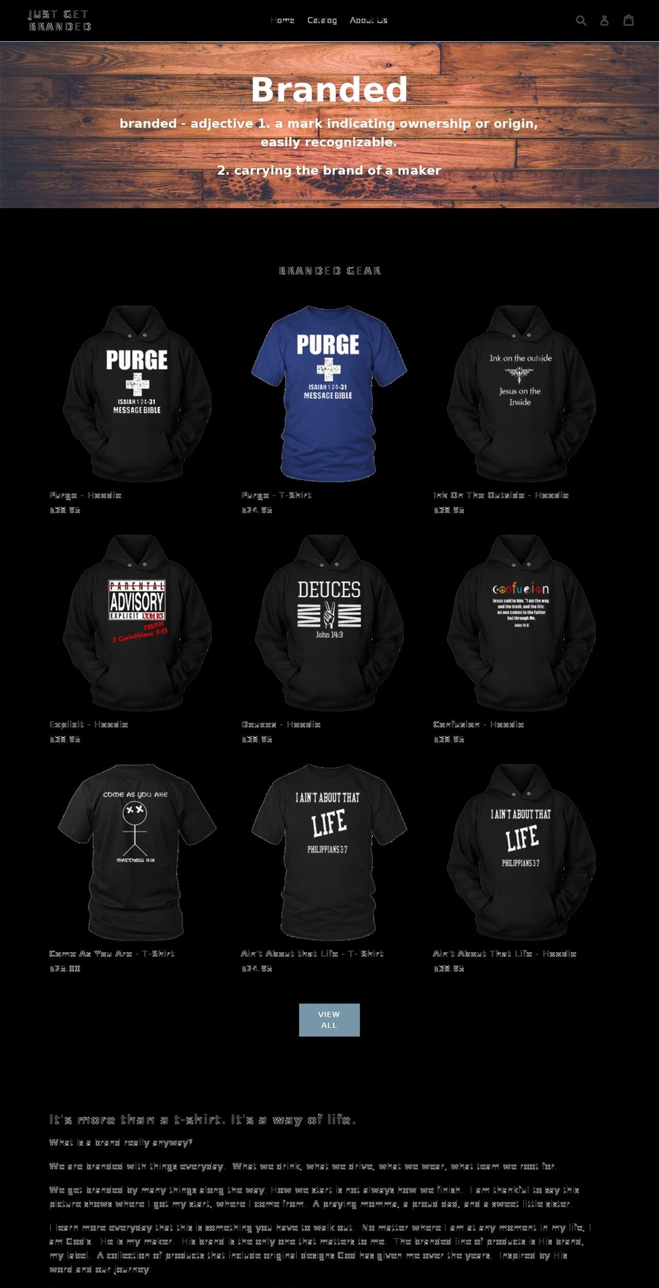 justgetbranded.com — Shopify storefront screenshot