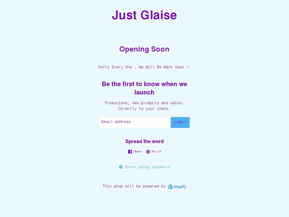 justglaise.com shopify website screenshot