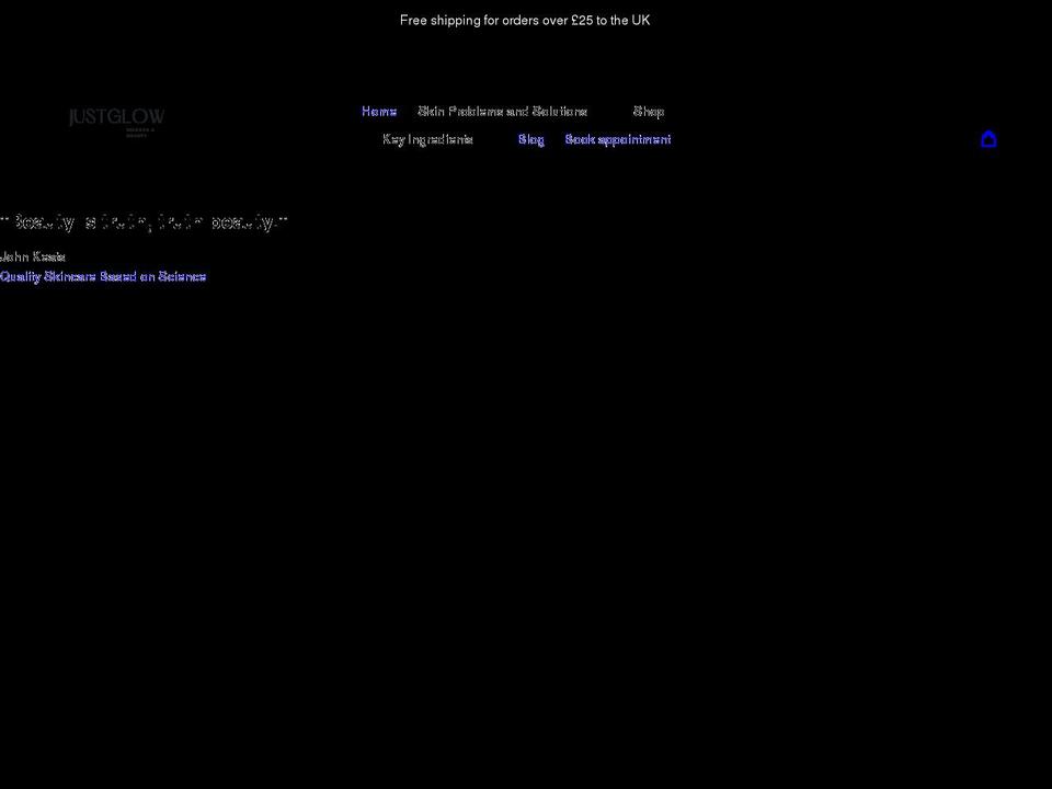 justglow.co.uk shopify website screenshot
