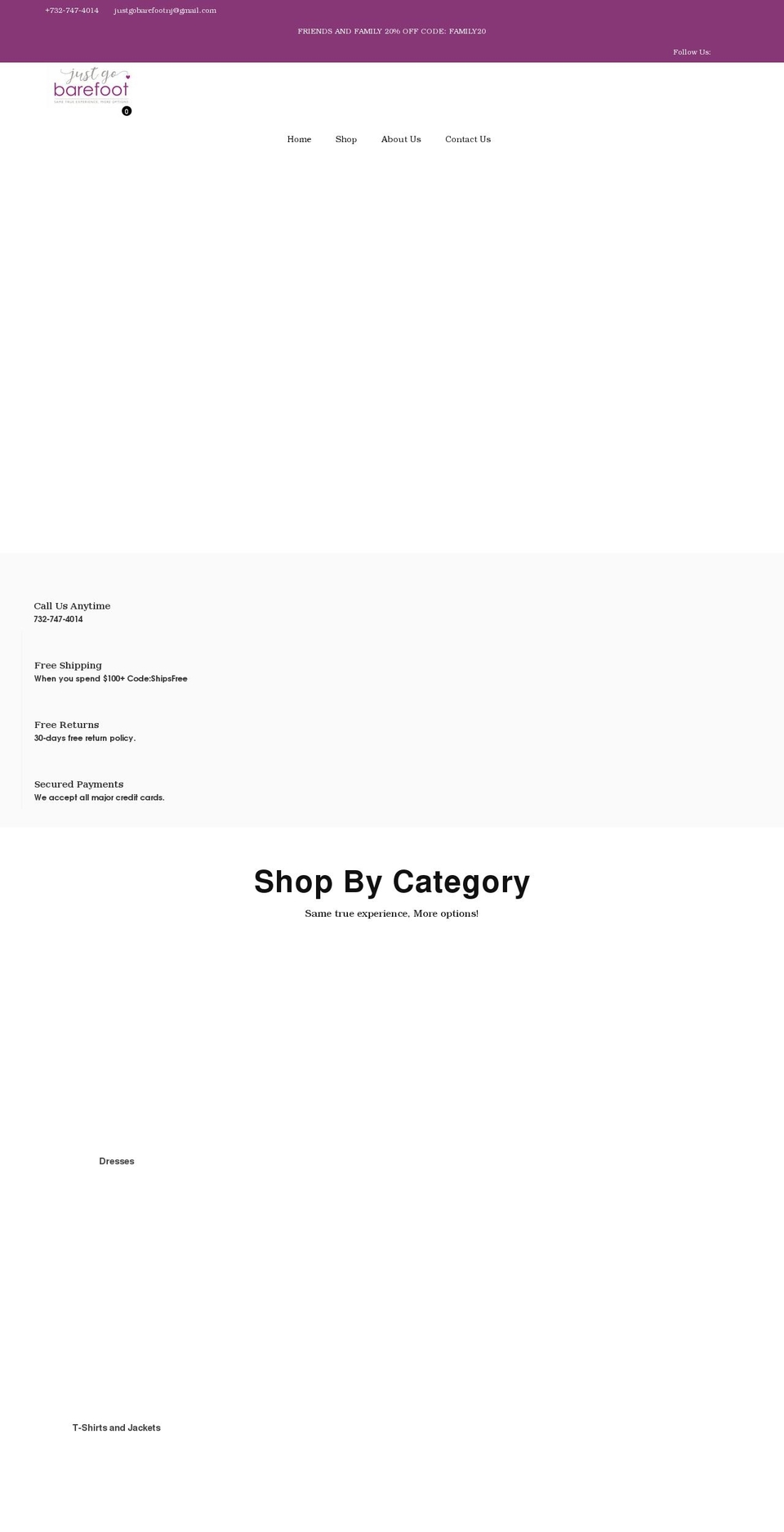 justgobarefootnj.com shopify website screenshot