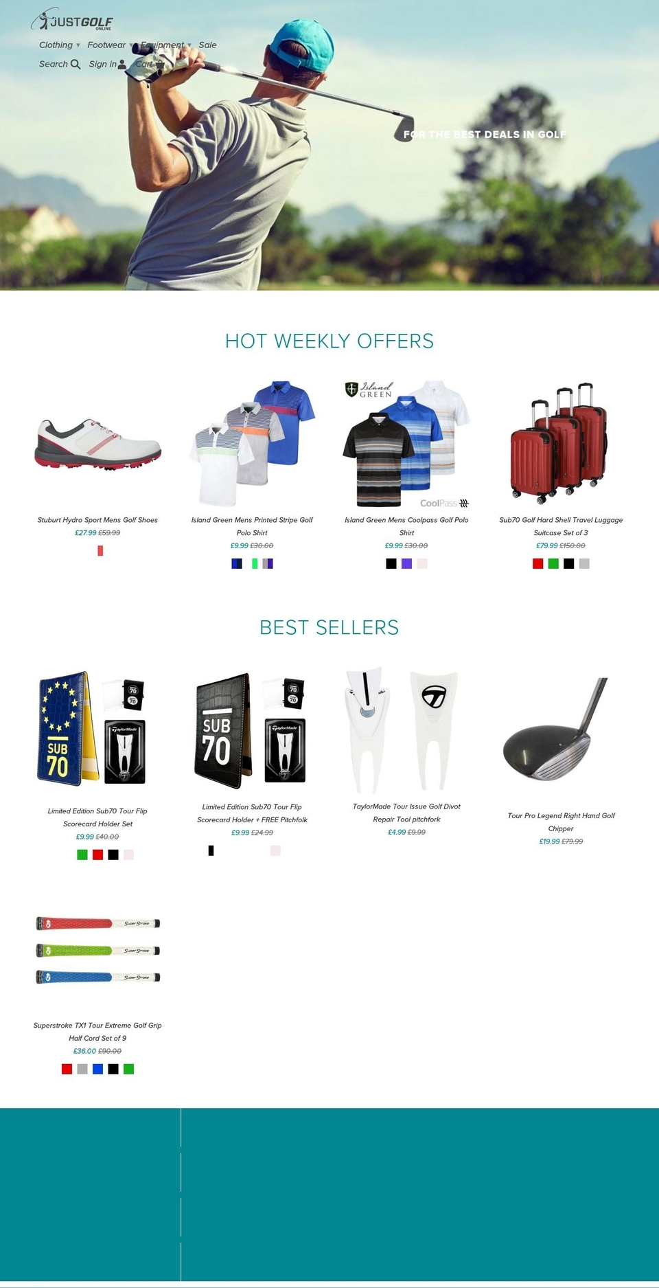 justgolfonline.com — Shopify storefront screenshot