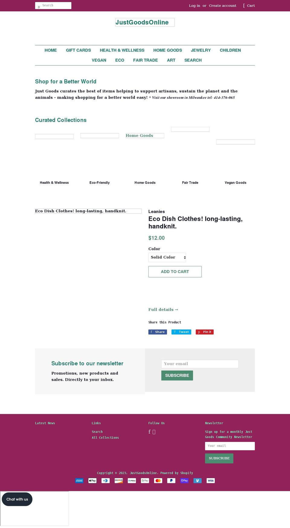 justgoods.org shopify website screenshot