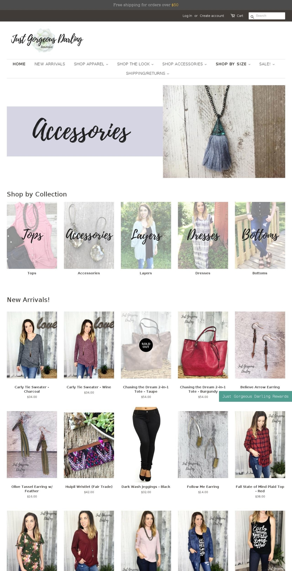 justgorgeousdarling.com — Shopify storefront screenshot