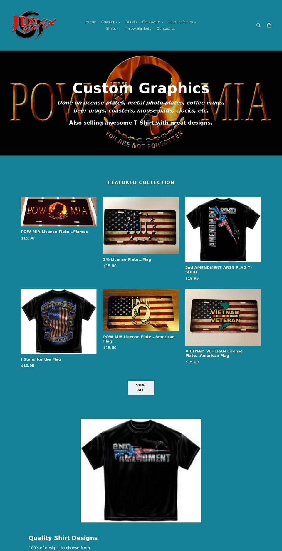justgrafix.net shopify website screenshot