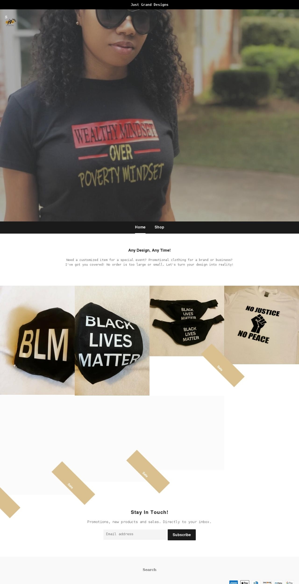 justgranddesigns.com shopify website screenshot