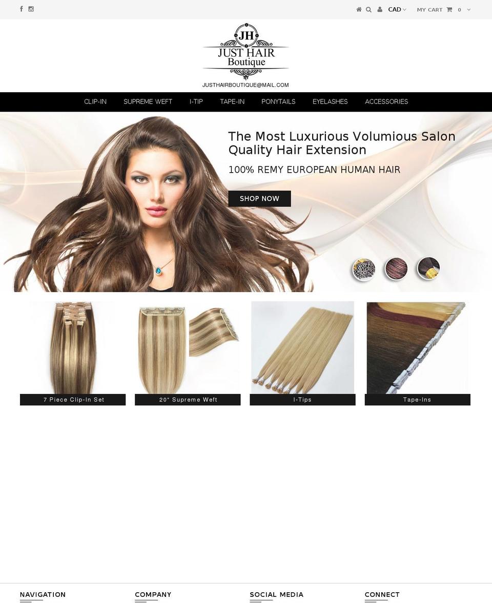 justhairboutique.com shopify website screenshot