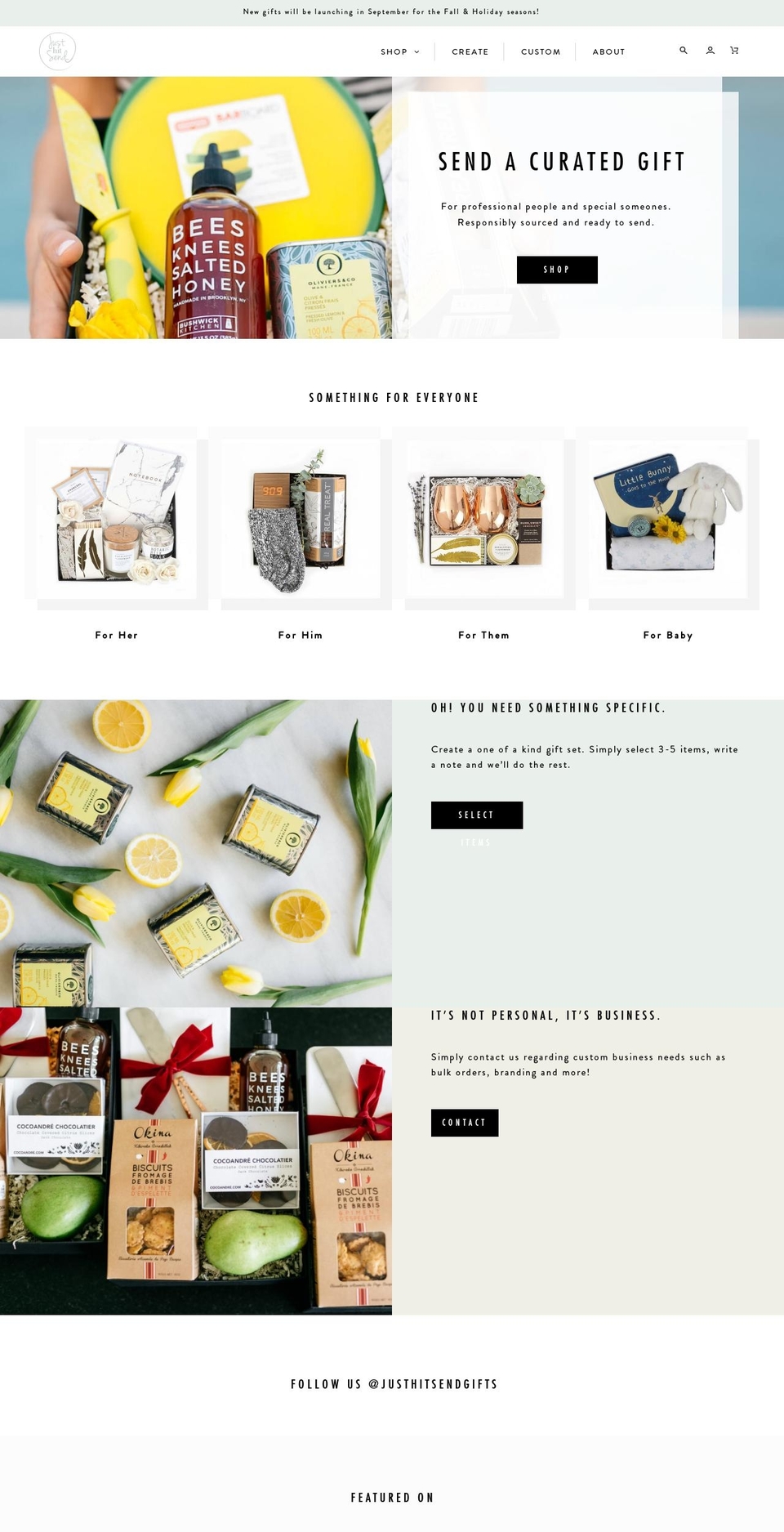 justhitsendgifts.net shopify website screenshot