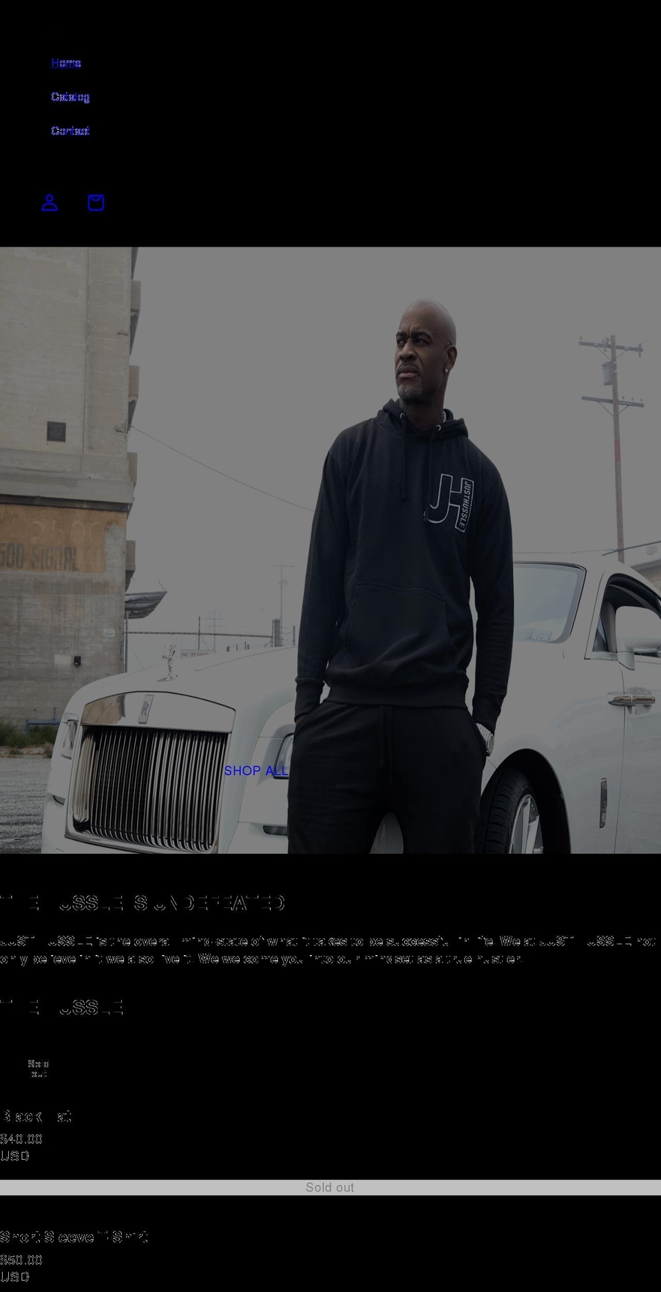 justhussle.com shopify website screenshot