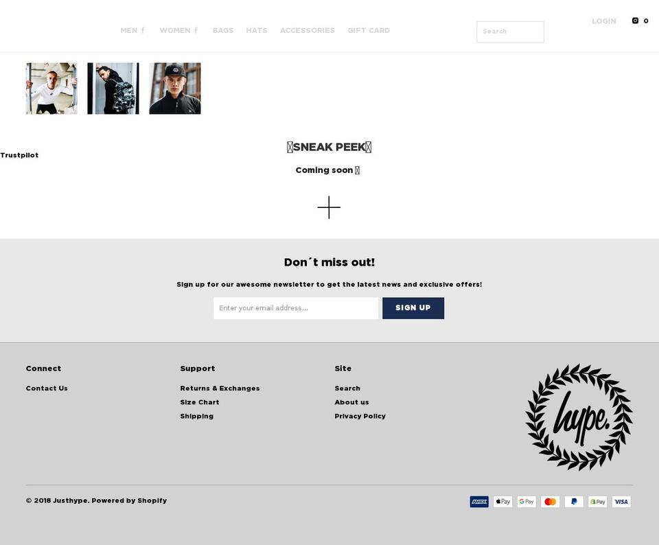 justhype.ca shopify website screenshot