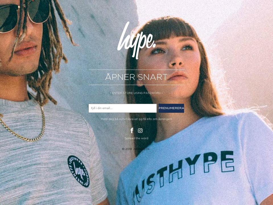 justhype.se shopify website screenshot