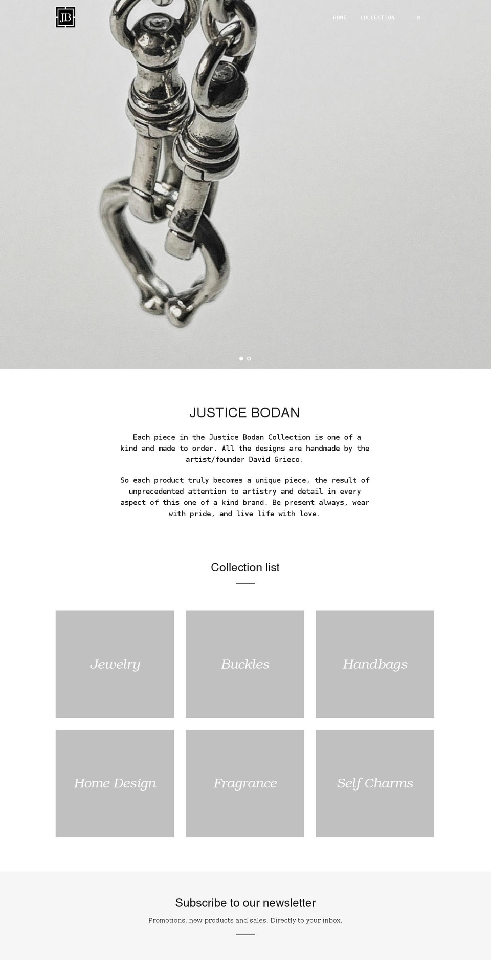 justicebodan.com shopify website screenshot