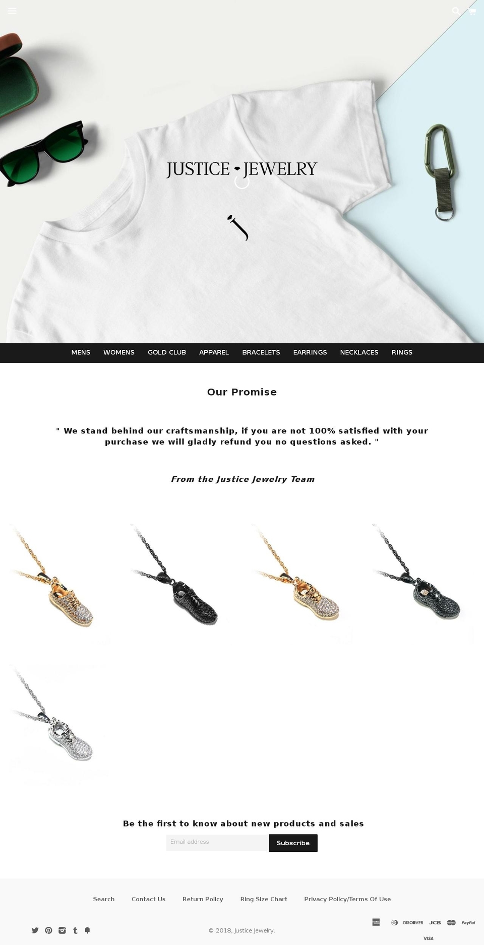 justicejewelryinc.com shopify website screenshot