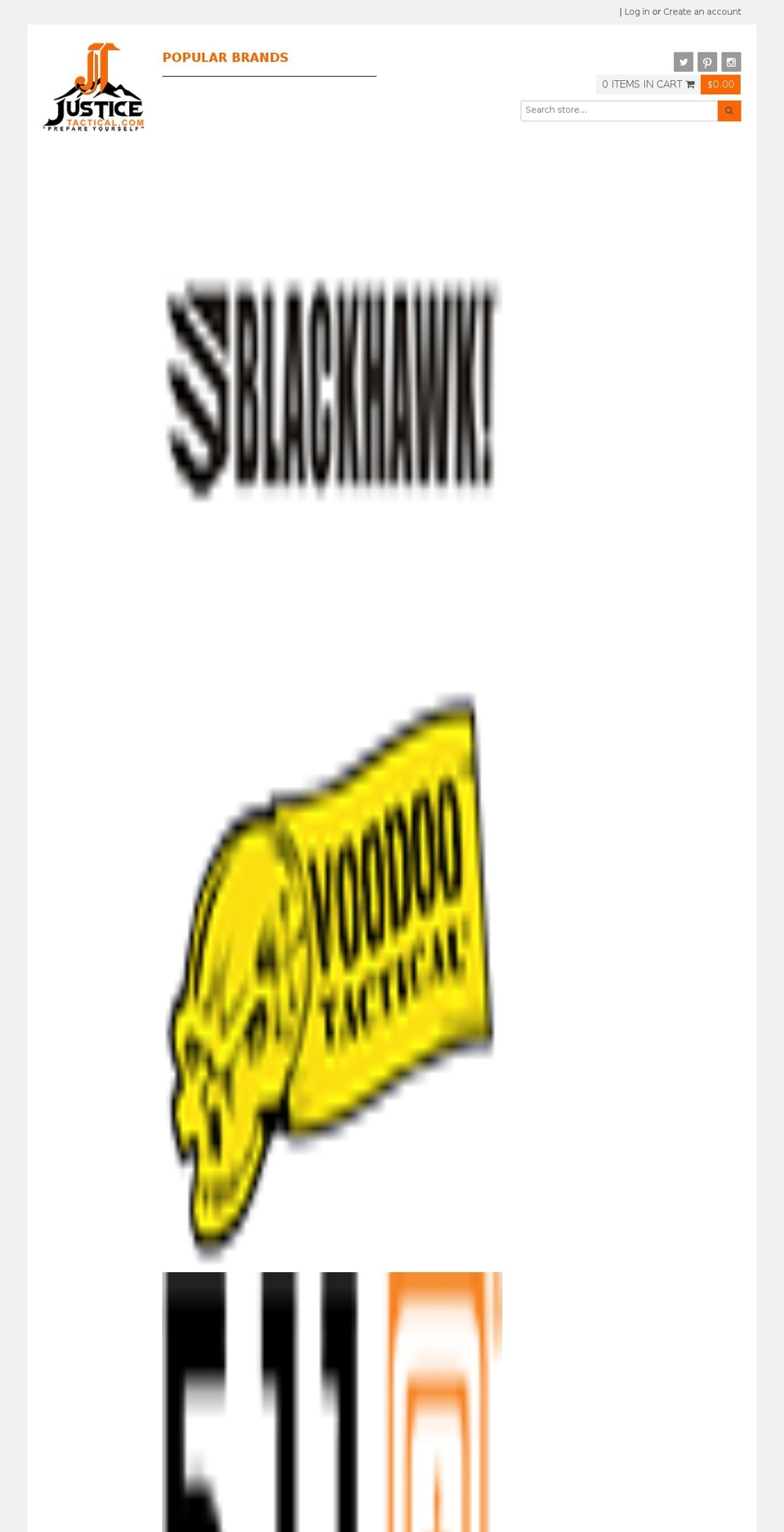 justicetactical.com — Shopify storefront screenshot