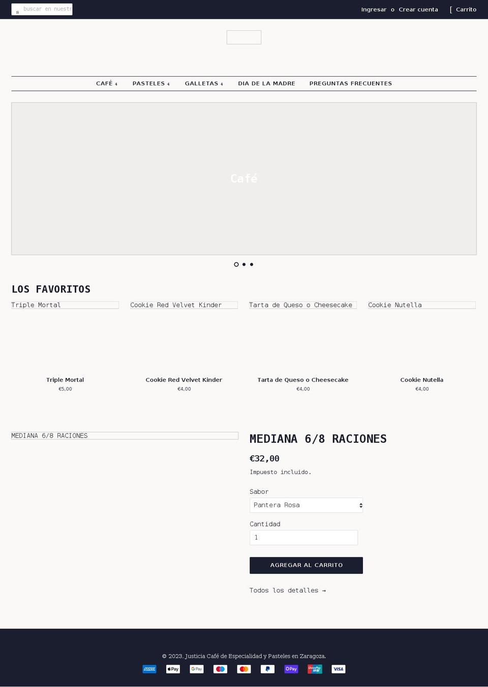 justicia.coffee shopify website screenshot