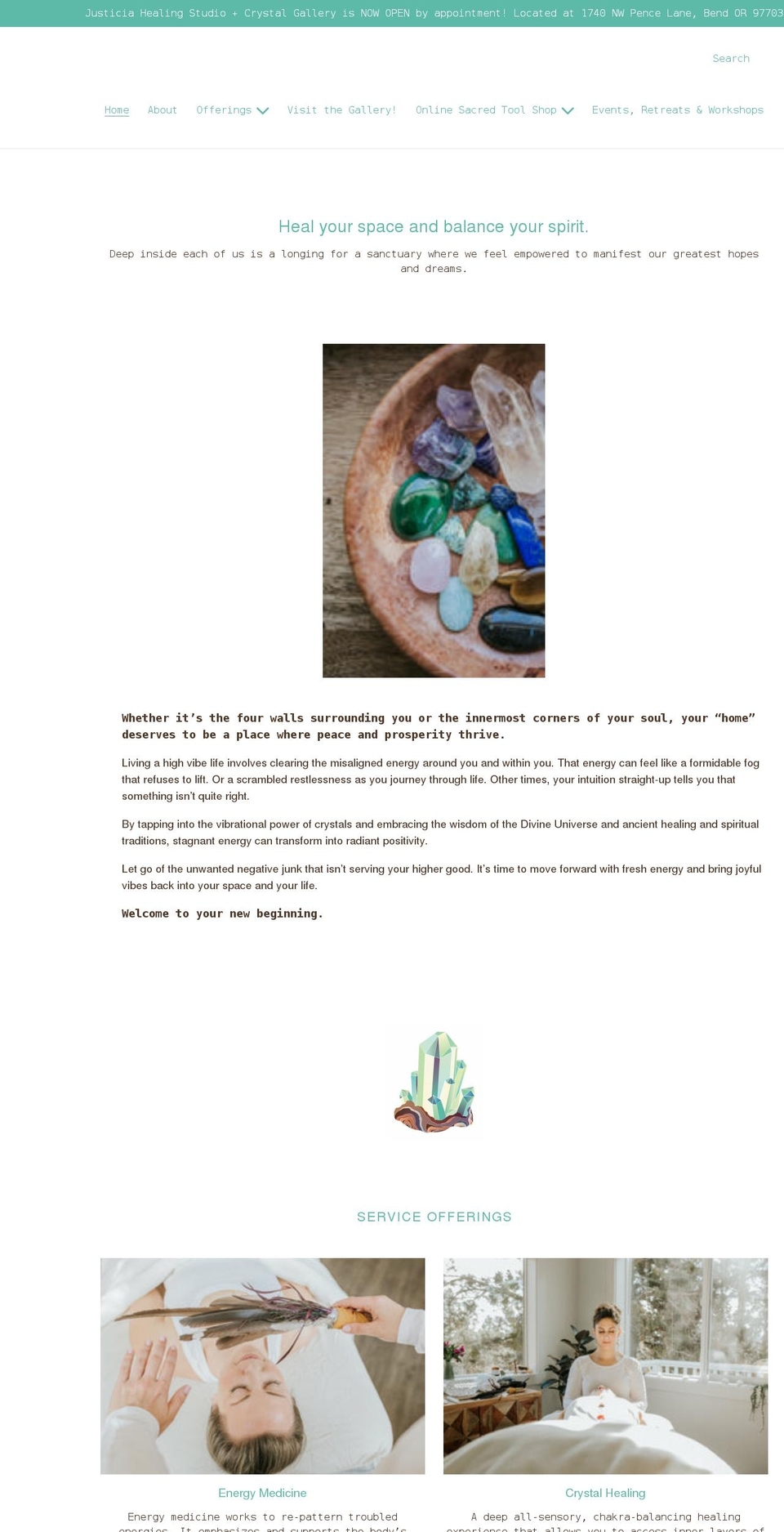 justiciahealing.com shopify website screenshot