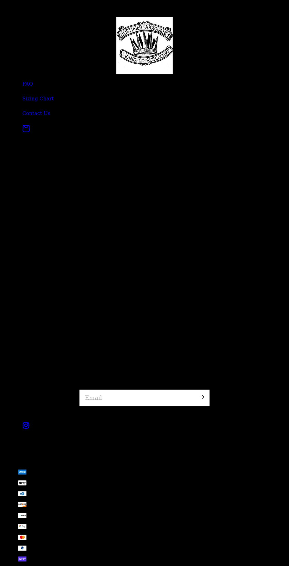 justifiedarrogance.com shopify website screenshot