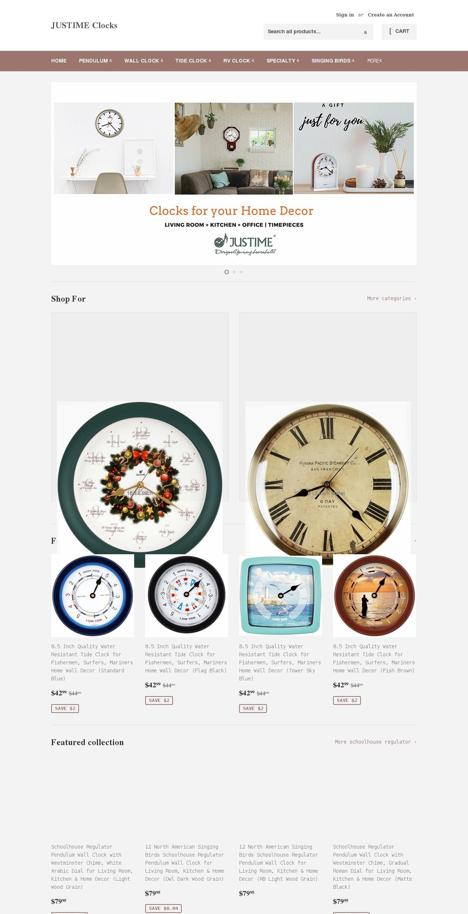 justimeclock.com shopify website screenshot