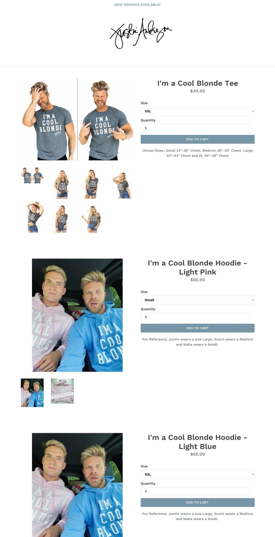 justinandersoncolor.com shopify website screenshot
