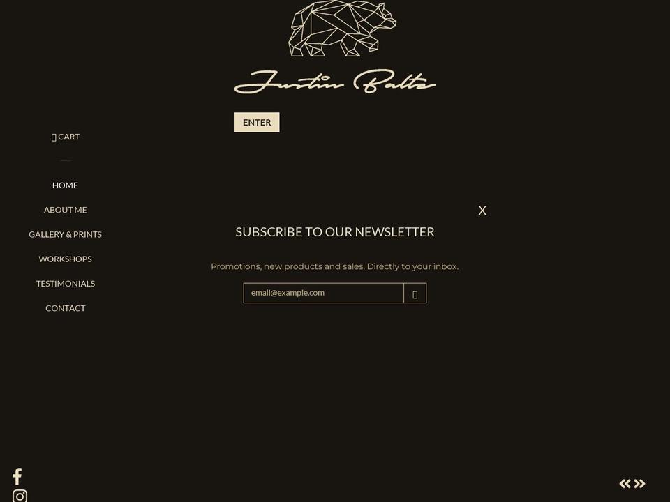 justinbaltzphotography.com shopify website screenshot
