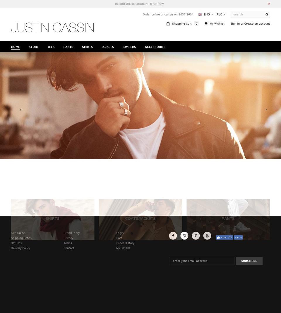 justincassin.com shopify website screenshot